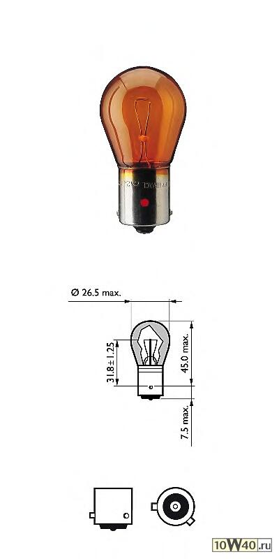 ЛАМПА PY21W 12V-21W (BAU15S) (УВЕЛИЧ. СРОК СЛУЖБЫ) LONGLIFE ECOVISION