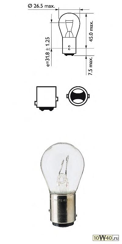 ЛАМПА СИГНАЛЬНАЯ P21/5W 12V 21/5W(БЛИСТЕР 2 ШТ.)