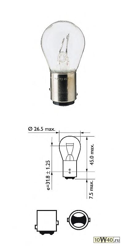 к-кт ламп сигнальных longlife ecovision 2 шт. (p21 / 5w) 12v 21 / 5w bay15d\