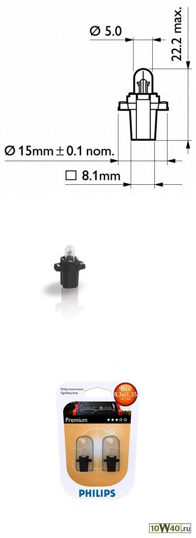 лампа philips галогеновая bax b8.3s 1.2w