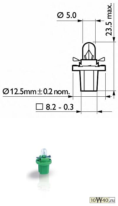 лампа (10шт в упаковке) 12v 2w bax 8,5d / 2 green