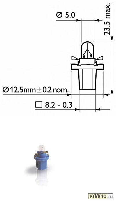 лампа (10шт в упаковке) 12v 1.2w bax 8.5d / 1.5 blue