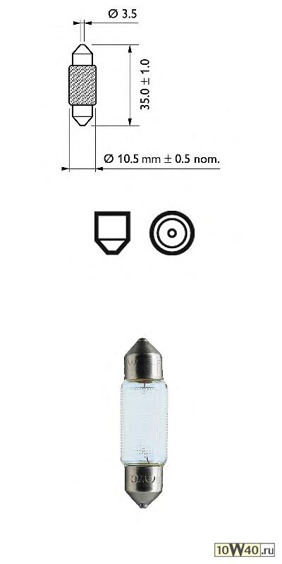 ЛАМПА 12VСИГНАЛЬНЫЕ ЛАМПЫ PHILIPS FESTOON T10,5X38