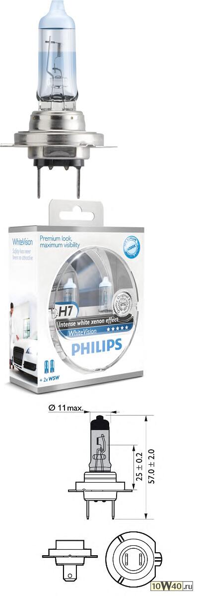 Снят с производства Лампа галогеновая H7 WhiteVision +60% 3700K 12V 55W PX26d