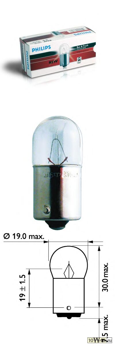 лампа накаливания r5w 24v 5w ba15d cp