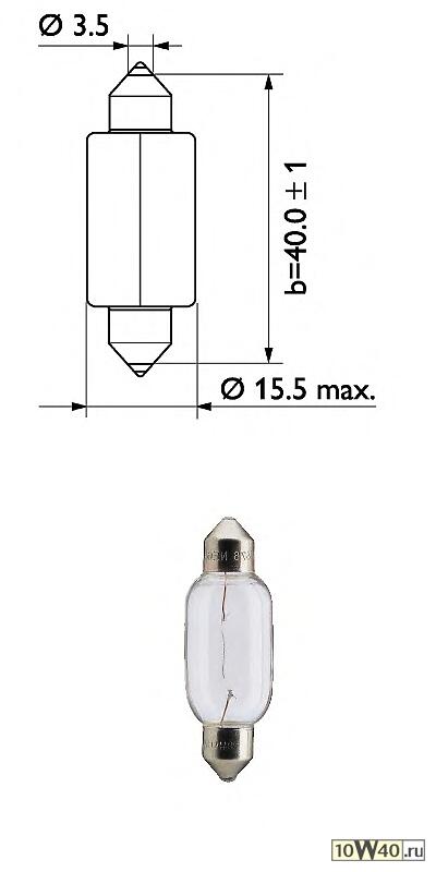 лампа накаливания festoon t15x43 24v 15w sv8,5 cp
