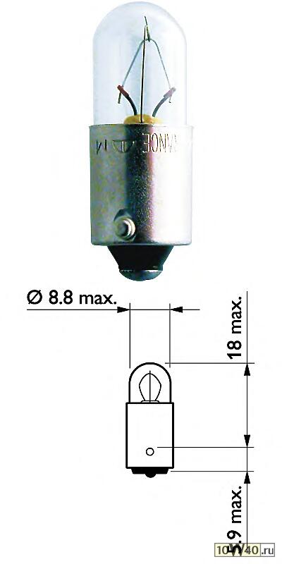 лампа philips галогеновая t2w ba9s 2w