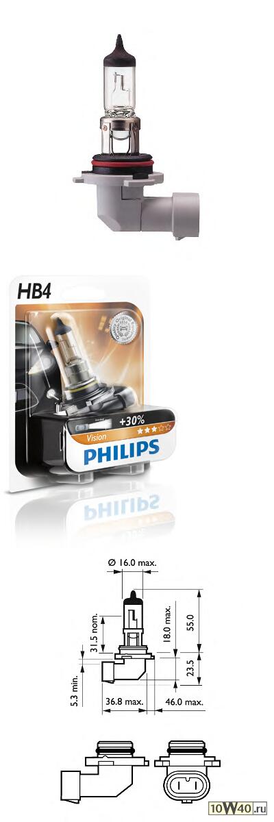 лампа (hb4) 12v p22d (55w) ближнего света в блистере premium\