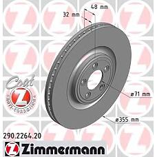 ZIMMERMANN 290.2264.20 (C2C25337 / T2R5939) диск тормозной перед. 355x32 / 48-5x108 \ Jaguar (Ягуар) xf / xj / xk / s-type 4.2 / 5.0 / 3.0d 09>