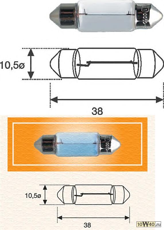лампа (10w) 12v sv8.5-8 внутр. освещ., номерн.знака\