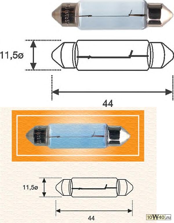 лампа 12v 10w sv8.5-8 внутр. освещ., номерн.знака\