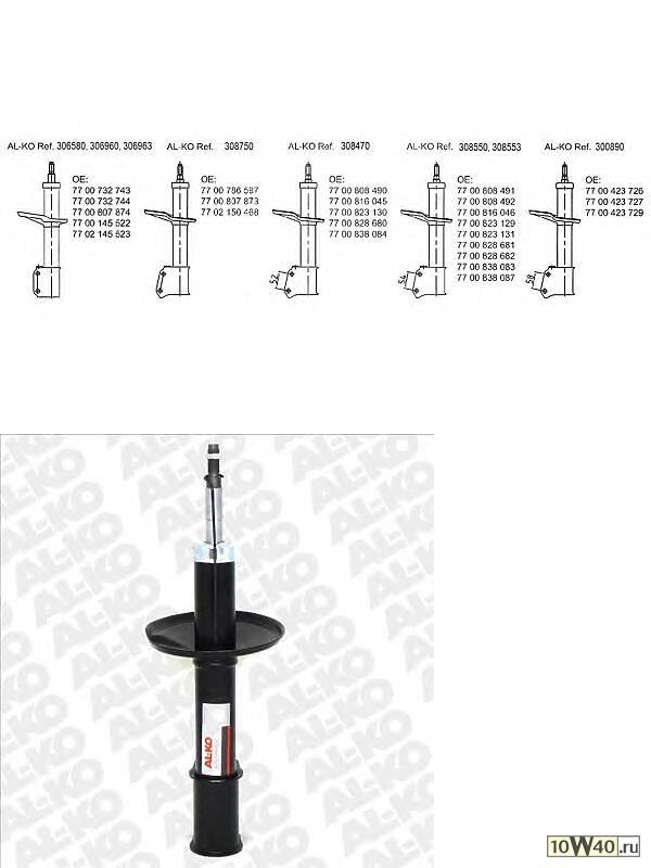 амортизатор передний овый c abs 54mm\ renault clio 91-98