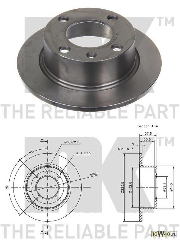 ДИСК ТОРМ CIT XANTIA 1,6-3,0 ALL 93- ЗАД НЕ ВЕНТ 224X9