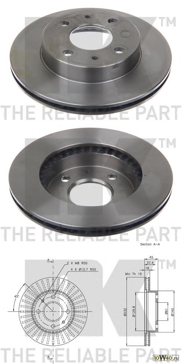 Диск тормозной передний (232x18mm) / NISSAN Almera-I 95~00