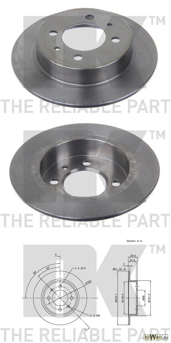 Диск тормозной задний (234x7mm) / NISSAN Almera-I,Sunny-III 90~00