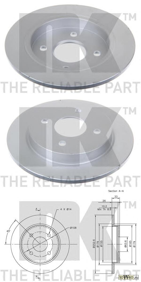диск торм.зад.ford focus I 98-04 / fiesta vi 08-19 253x10.3