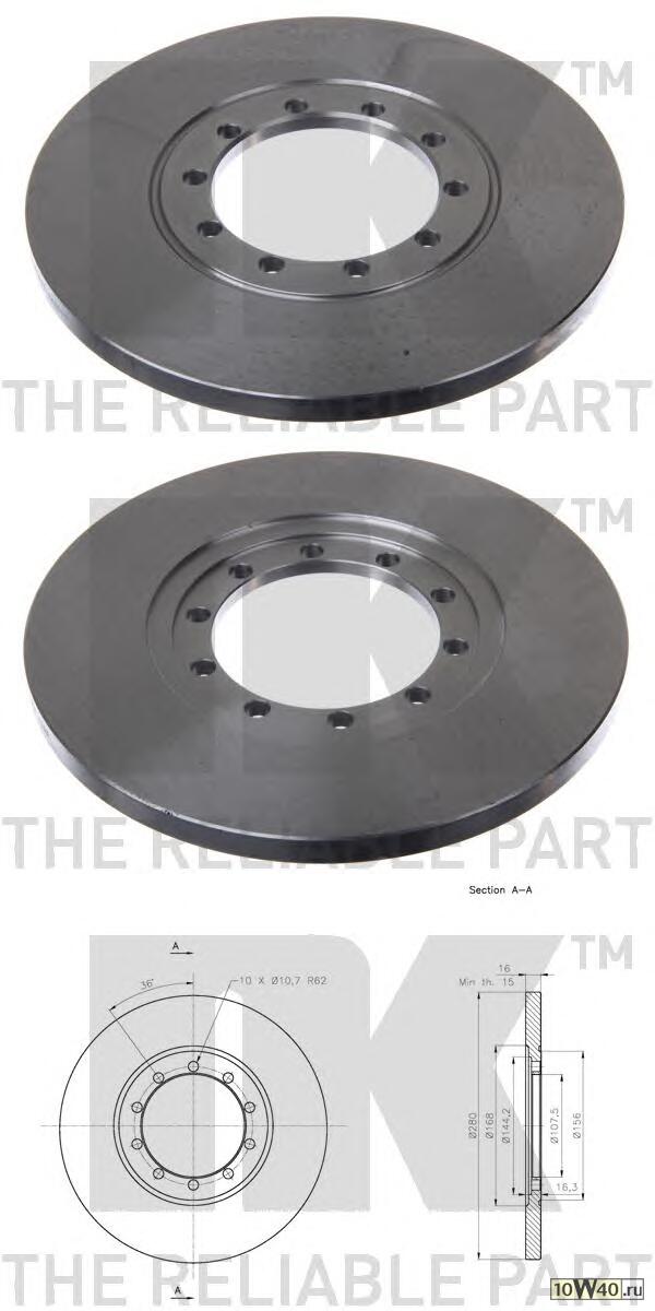 диск торм.зад.ford transit 06-14 280x16