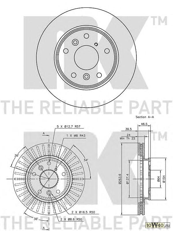 Диск тормозной передний (264x24mm) / MAZDA 626 III 87~97