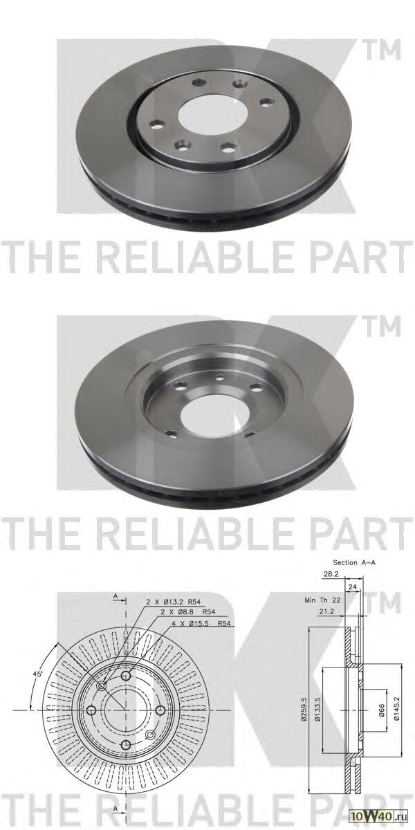 Диск тормозной передний (260x24mm) / PEUGEOT 406 96~04