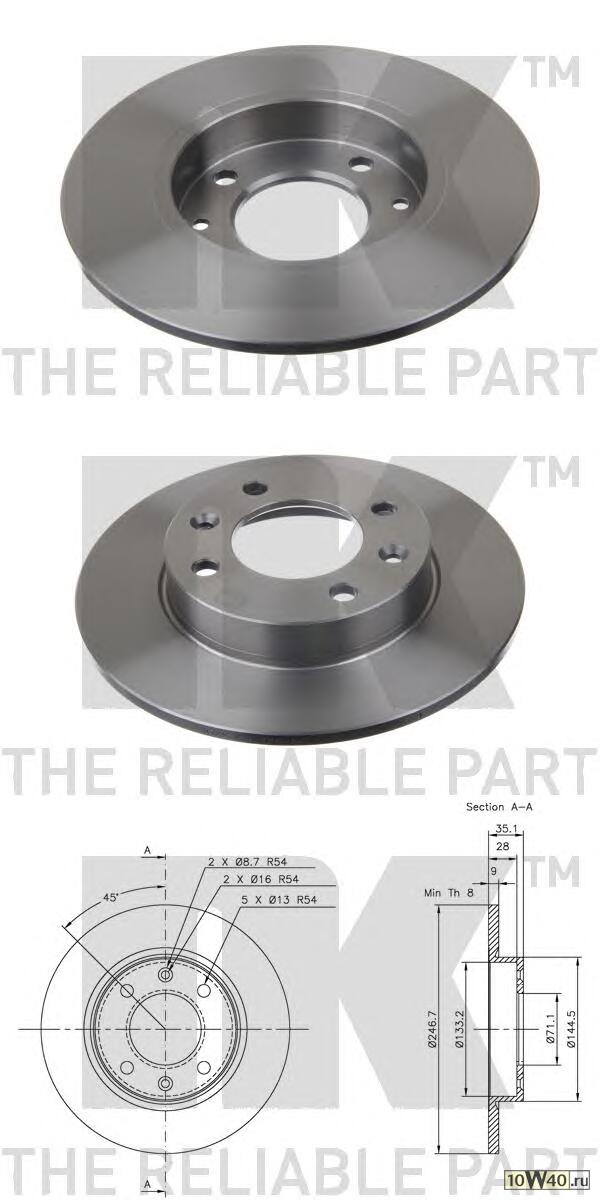 ДИСК ТОРМ CIT BERLINGO/C2/C3/C4/XSARA/PICASSO/PGT 1007/307 ЗАД НЕ ВЕНТ 247X9