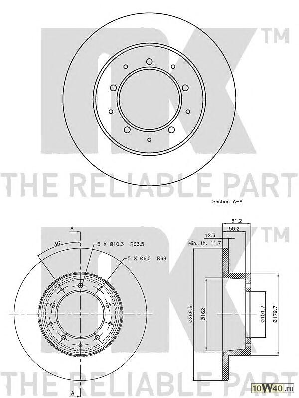 Диск тормозной задний (290x12,6mm) / LAND ROVER Defender,Discovery-I/II,LAND ROVER RANGE ROVER-I 19