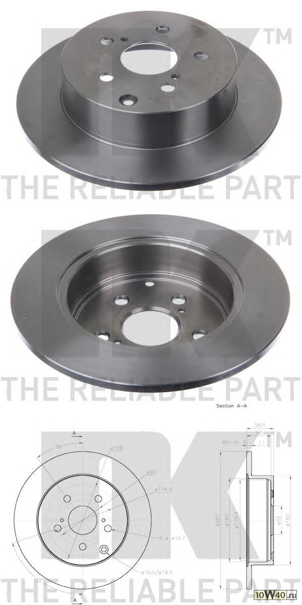 ДИСК ТОРМ TOY VERSO 1.6/1.8/2.0D-4D/2.2D-4D 09- ЗАД НЕ ВЕНТ 297X11