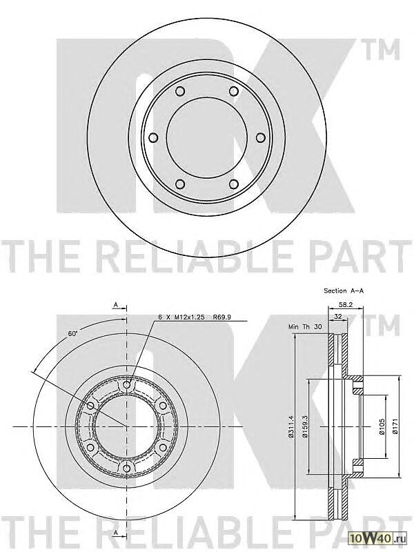 Диск тормозной передний (311x32mm) / TOYOTA Land Cruiser 80 90~97