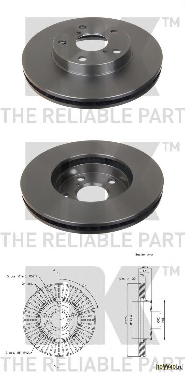 Диск тормозной передний (275x25mm) / TOYOTA RAV 4 00~