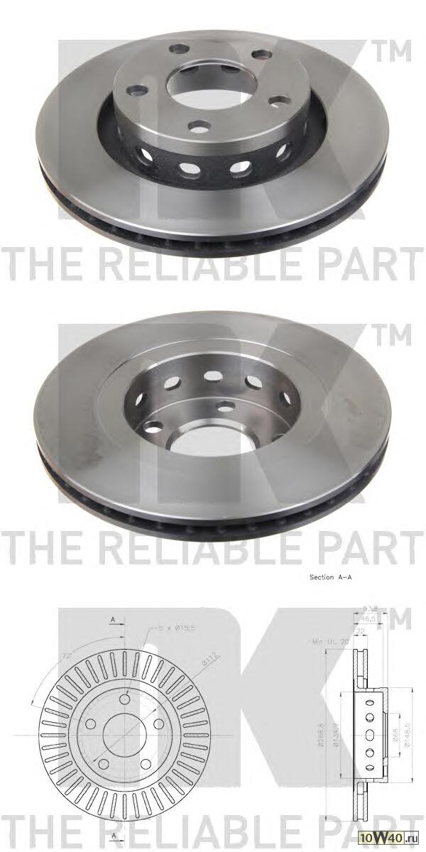 Диск тормозной передний (269x22mm) / AUDI A-6 S6 4.2,VW Passat-V Syncro 98~05
