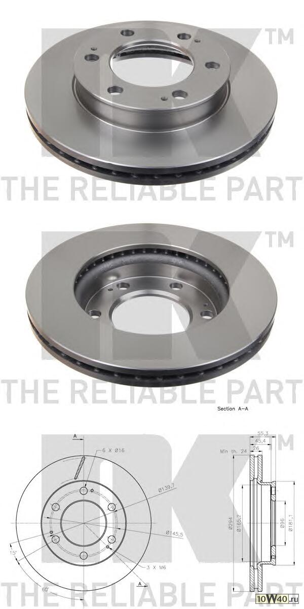 Диск тормозной SSANG YONG REXTON 02- передний без Диск тормозной передний 294x26mm   SSANG YONG R