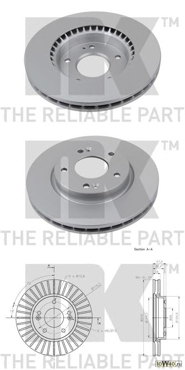 диск тормозной с антикорозийным покрытием  elantra