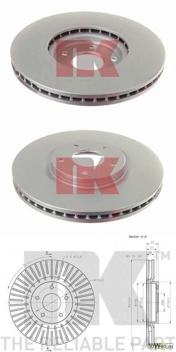 Диск тормозной передний с антикорозийным покрытием (320x28mm)