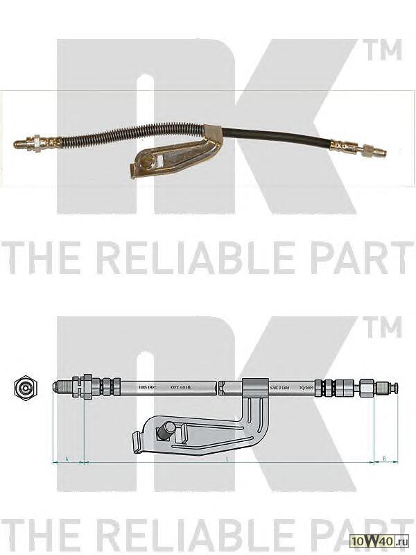 Код оригинала: 1034192 / 1021839 / 1E0143810B / 10669796 / 1066796 / 96FB2078HA / XS612078CA / 1E0143810 / 1E0143810A / 96FB2078BG / 1109678 / 1E0143810D / 1E0143810C, <BR>шланг торм. пер. л.  Ford Fiesta/Puma, Mazda 121 1.0-1.6/1.8D 95> L=415