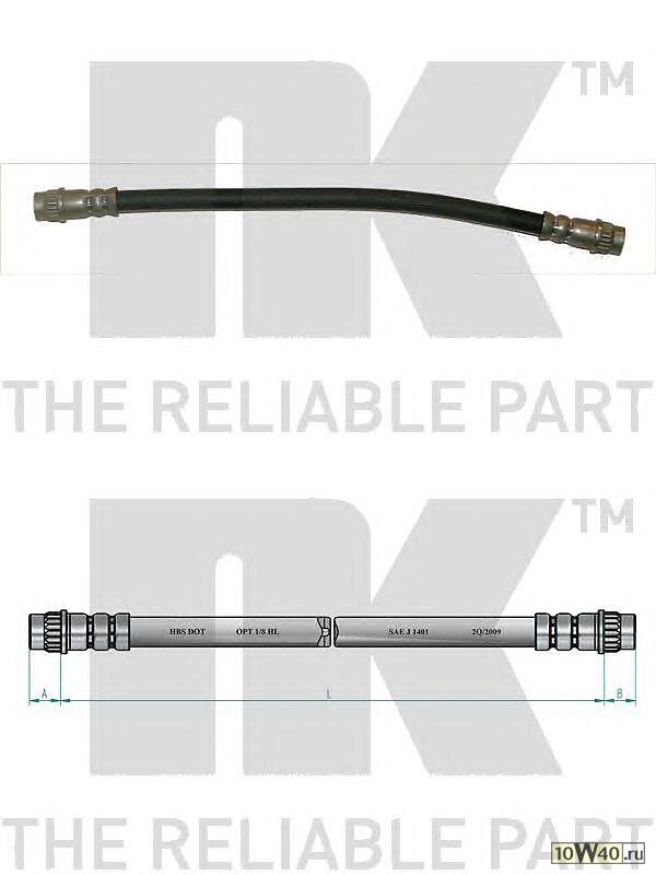 шланг торм. зад.  Renault R19/R25 all 88> L=276 без ABS