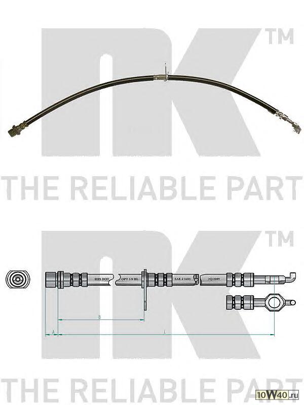 шланг торм. пер. прав.  Toyota Corolla/Avensis 1.4-2.0 02> L=590