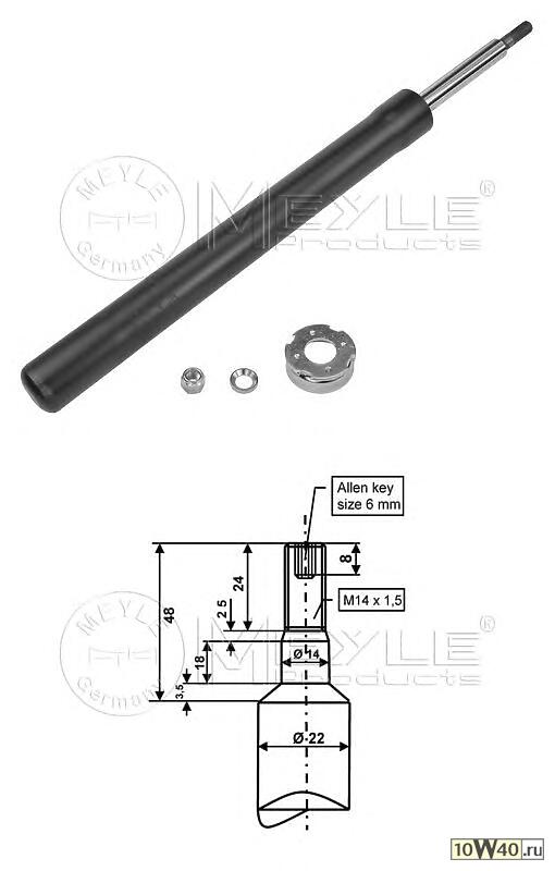 Амортизатор передний L=R BMW E34 mot.M43/M50/M52 1.8/2.5L 91-95 MEYLE 326 624 0007