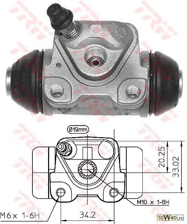 задн. торм. цил. л.\toyota carina e 1. 6-2. 0d 92-96(lucas) d. 19