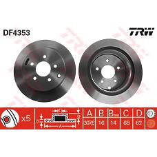 TRW DF4353 (0986479606 / 09B26510 / 09B26511) диск тормозной задн nissan: murano 05-