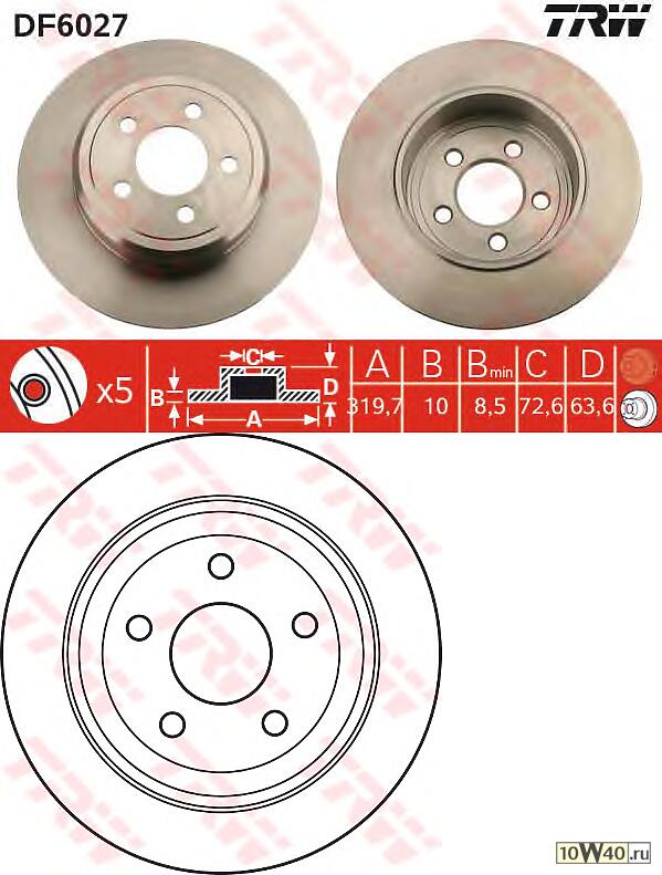 df6027 диск тормозной задний d320mm\ chrysler 300c 2.7-5.7i / 6.1srt8 / 3.0crd 09.04>