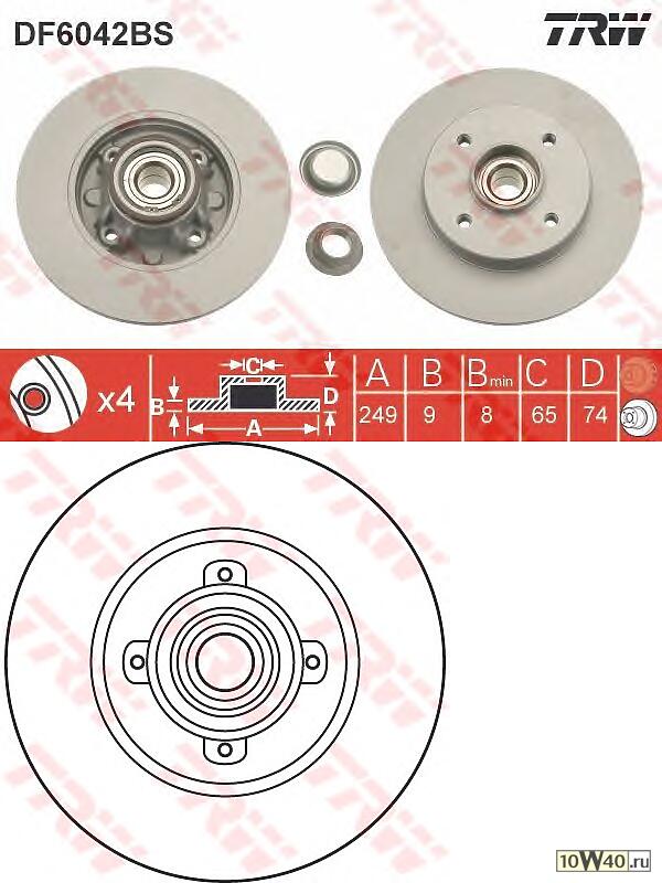 Торм.диск зад.[249x9mm] 4 отв. с кольцом сенсора ABS/колёсным подшипником