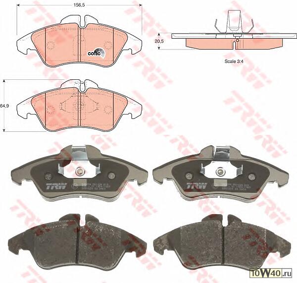 Колодки тормозные дисковые передн MERCEDES-BENZ: SPRINTER 2-t c бортовой платформой 95-06, SPRINTER 2-t автобус 95-06, SPRINTER 2-t фургон 95-06, SPRINTER 3-t c бортовой пл