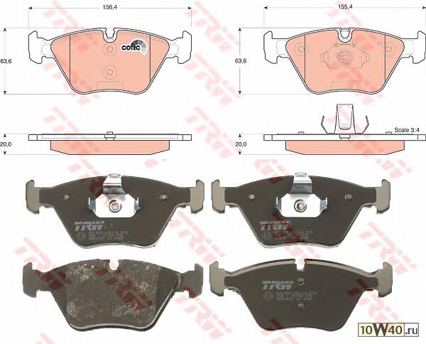 Колодки тормозные дисковые передн BMW: 3 99-05, 3 Touring 99-05, 3 кабрио 00-, 3 купе 00-, X3 04-, Z4 06-, Z4 купе 06-,  MG: MG ZT 01-, MG ZT- T 01-