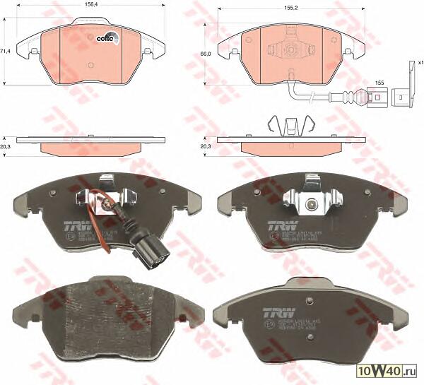 gdb1550 колодки дисковые п. \audi a3 диск 15