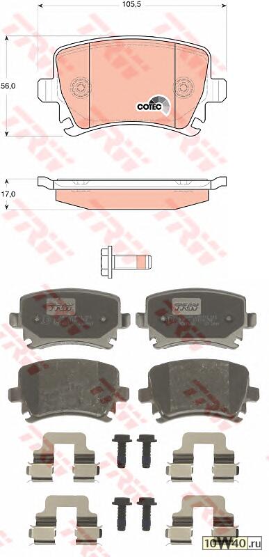 Колодки тормозные дисковые задн AUDI: A3 03-, A3 Sportback 04-, A4 00-04, A4 04-, A4 Avant 01-04, A4