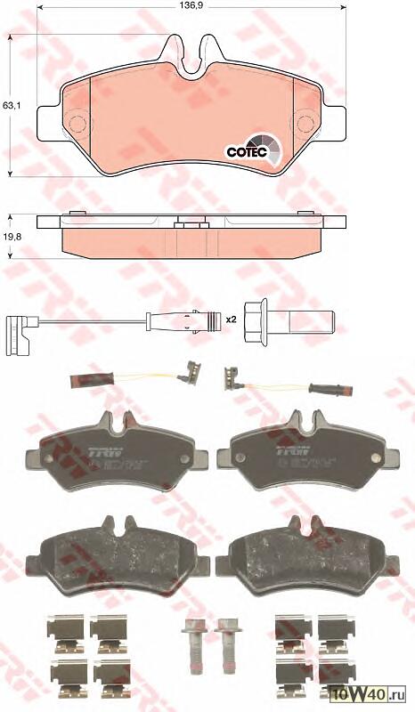 gdb1697 колодки дисковые задн. \mb sprinter 209cdi-324cdi, VW crafter 30 / 35 2.5tdi 06>