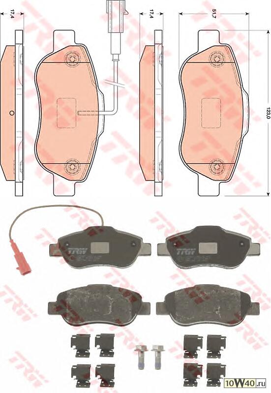 Колодки тормозные FIAT 500 07-/PANDA 06-/PUNTO 08- передние