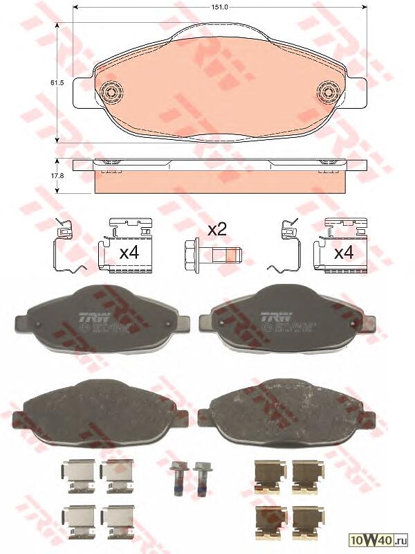 Колодки тормозные дисковые передн PEUGEOT: 308 1.4 16V/1.6 16V/1.6 HDi 07-