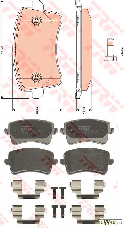 Колодки тормозные дисковые задн AUDI: A4 1.8 TFSI/1.8 TFSI quattro/2.0 TDI/2.0 TDI quattro/2.0 TDi/2.0 TDi quattro/2.0 TFSI/2.0 TFSI quattro/2.7 TDI/3.0 TDI quattro/3.2 FSI