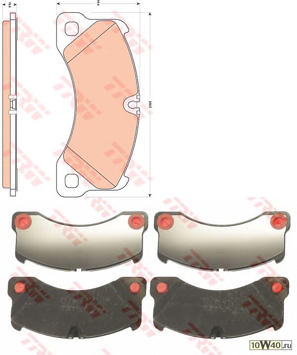 Колодки тормозные дисковые PORSCHE: CAYENNE 3.0 Diesel/3.0 S/3.0 S Hybrid/3.6/4.2 S Diesel/4.8 GTS/4.8 S/4.8 Turbo/4.8 Turbo S 10-, CAYENNE Turbo S 4.5/Turbo S 4.8 02-, PANAMERA