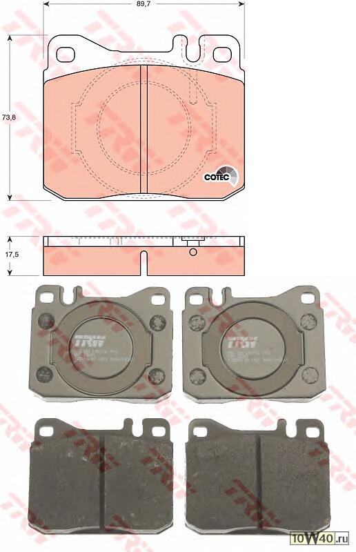 колодки дисковые п.\ mb w123 2.0-3.0d / td / w126 all 79-85